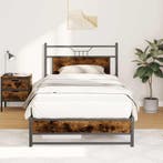 vidaXL Bedframe zonder matras spaanplaat gerookt, Eenpersoons, Bruin, Verzenden, Nieuw