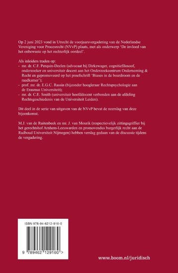 De invloed van het onbewuste op het rechterlijk oordeel /, Verzenden, Zo goed als nieuw, C.F. Perquin-Deelen