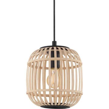 EGLO Bordesley Hanglamp - 1 lichts - Ø21cm. - E27 - bamboe,, Verzenden, Nieuw