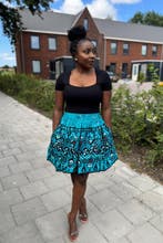 Afrikaanse print mini rok - Turquoise Kampala Pattern - M, Kleding | Dames, Ophalen of Verzenden, Nieuw