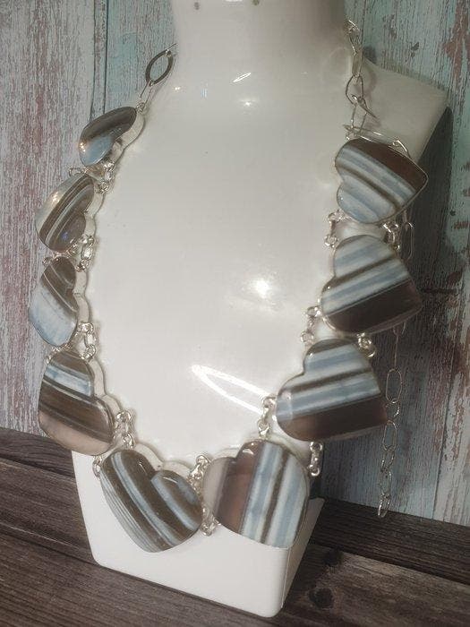 Owyhee Blue Opal - Kraagketting, Verzamelen, Mineralen en Fossielen