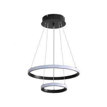 2 Ring Zwarte LED Hanglamp Dubbele Ringen, Huis en Inrichting, Lampen | Kroonluchters, Verzenden, Nieuw