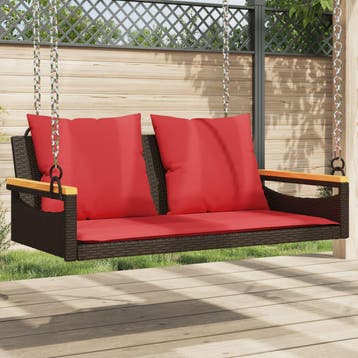 vidaXL Schommelbank met kussens 109x62x40 cm poly rattan, Tuin en Terras, Tuinbanken, Verzenden, Nieuw