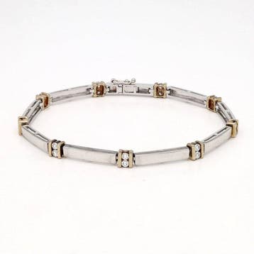 Armband - 14 karaat Witgoud, Geel goud Diamant (Natuurlijk), Nieuw
