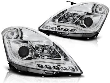 Koplampen Suzuki Swift 10- Tube Light LED Chroom, Auto-onderdelen, Ophalen of Verzenden, Nieuw