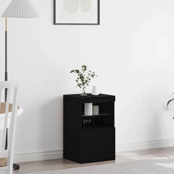 vidaXL LED Sideboard Zwart Eiken 41 x 37 x 67 cm Bewerkt, Minder dan 50 cm, Verzenden, Nieuw, Minder dan 100 cm