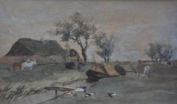 Johan Hendrik Weissenbruch (1824-1903) - Polder Landscape, Antiek en Kunst, Kunst | Schilderijen | Klassiek
