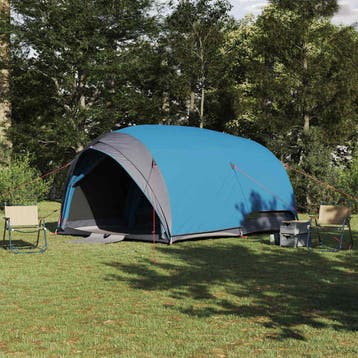 vidaXL Tunnel tent 6-persoons Waterdicht Blauw taft, Verzenden, Nieuw, Tot en met 2