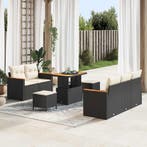 vidaXL Tuinbankenset 8 pcs Zwart poly rattan, Verzenden, Nieuw, Rotan, 8 zitplaatsen