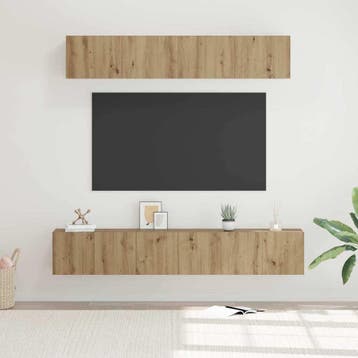 vidaXL Tv-meubelset 5 st Artisan Eiken Bewerkt hout, Minder dan 50 cm, Verzenden, Nieuw, Minder dan 100 cm