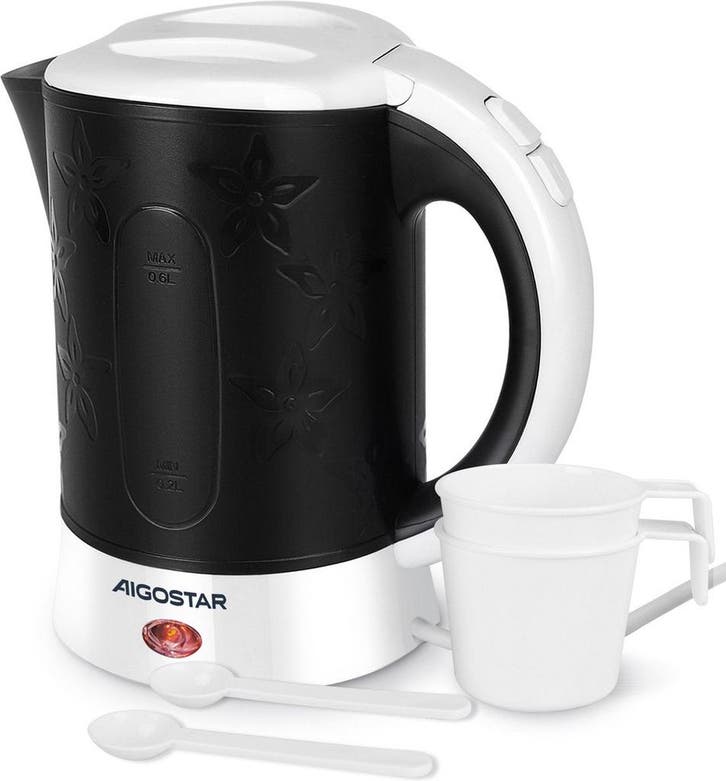 Waterkoker - Elektrisch - 0.6L - 650W - Zwart - Aigostar, Witgoed en Apparatuur, Waterkokers, Zo goed als nieuw, Verzenden