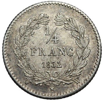 Frankrijk. Louis Philippe I. 1/4 Franc 1832-W, Lille (Zonder