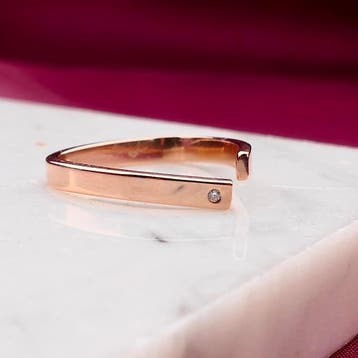 Jeunesse roségouden ring met diamant; 0,01 ct., Gebruikt, Ophalen of Verzenden, Kleiner dan 17, Met edelsteen
