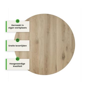 Eiken tafelblad - 4cm dik eiken - rond, Huis en Inrichting, Verzenden, Nieuw