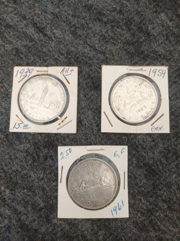 Canada. Elizabeth II. 1 Dollar 1939-1965 (Lot of 3 coins)