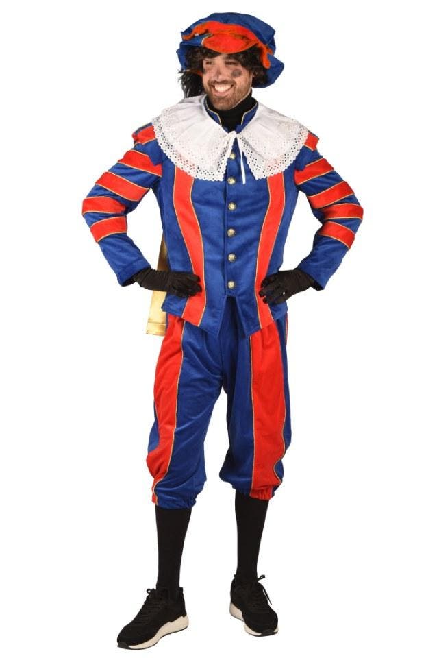 Pietenpak Cadiz Kobaltblauw-Rood met cape - M, Diversen, Sinterklaas, Verzenden