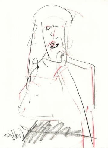 Victor Hasch (1945-2012) - Dessin original au fusain,