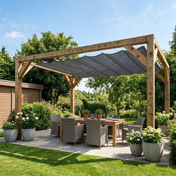 Harmonica schaduwdoek 290x300cm Cool Grey, Tuin en Terras, Ophalen of Verzenden, Nieuw
