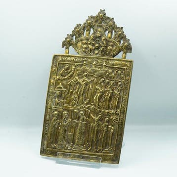 Icoon - Pokrov van de Moeder Gods - Messing