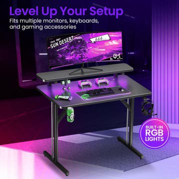 Lugia Pro Gaming Bureau 80x50x88 cm - Led Verlichtingen -, Computers en Software, Monitoren, Ophalen of Verzenden, Zo goed als nieuw
