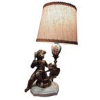 Tafellamp - Echt brons, wit marmer uit de 19e eeuw -