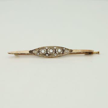 Broche - 14 karaat Geel goud Diamant (Natuurlijk), Sieraden, Tassen en Uiterlijk, Antieke sieraden
