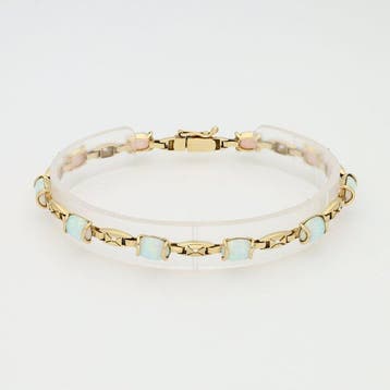 Armband - 14 karaat Geel goud - Opaal, Sieraden, Tassen en Uiterlijk, Armbanden, Nieuw