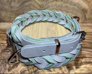 Hondenhalsband leer Stone/moss, Ophalen of Verzenden, Nieuw
