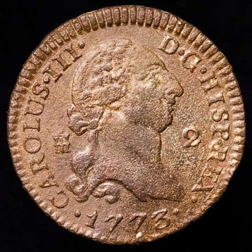 Spanje. Carlos III. 2 Maravedís Ceca de Segovia en el año