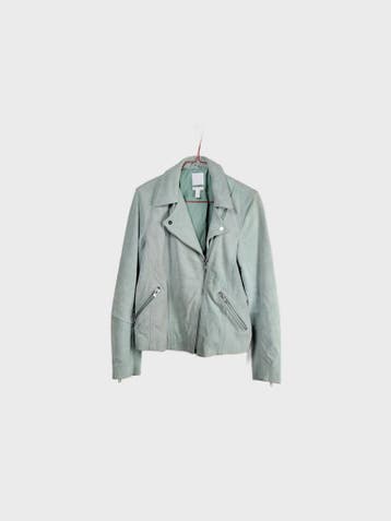 H&M Leren jas Dames maat L Groen Vintage, H&M, Maat 42/44 (L), Ophalen of Verzenden, Zo goed als nieuw
