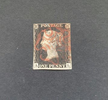 Groot-Brittannië 1840 - GB Penny Black met 4 randen, mooie, Gestempeld