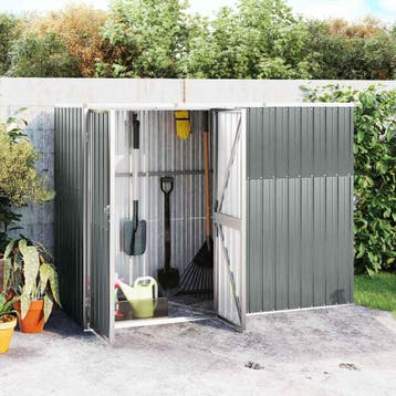 vidaXL Tuinschuur 225x89x161 cm gegalvaniseerd staal grijs, Tuin en Terras, Tuinhuizen, Verzenden, Nieuw