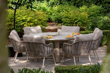 Taste Puglia/Donato low dining tuinset - Ø160 cm., Tuin en Terras, Tuinsets en Loungesets, Verzenden, Nieuw, Overige materialen