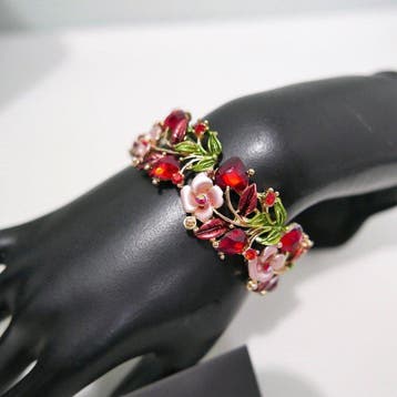 Joan Rivers - Verguld - Armband - Spectaculair Rode Kristal