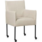 Wit leren eetkamerstoelen, Ophalen of Verzenden, Nieuw, Leer