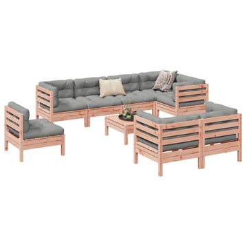 vidaXL 9-delige Loungeset met kussens massief douglas, Verzenden, Nieuw, Loungeset