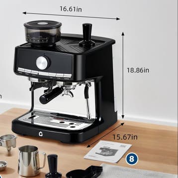 Espressomachine 20 Bar met Bonenmolen en Melkopschuimer, Verzenden, Nieuw