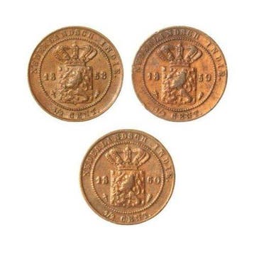 Nederlands-Indië. 1/2 Cent 1858, 1859 & 1860 (3