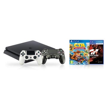 Sony Playstation 4 Slim 500GB Console + 2 Controllers + Race, Verzenden, Zo goed als nieuw