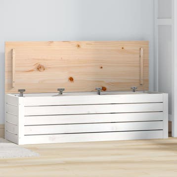 vidaXL Opbergbox wit 109x36,5x33 cm massief grenenhout, Verzenden, Nieuw