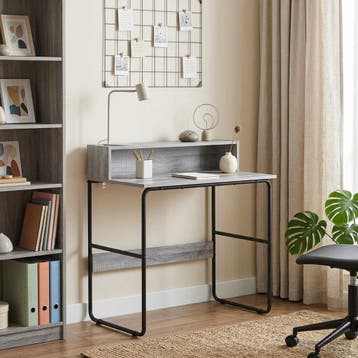 vidaXL Bureau met opbergruimte Grijs Sonoma 80 x 50 x 91 cm, Verzenden, Nieuw
