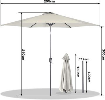 2dekans | Angel Living Parasol - Ø300 cm - Kantelbaar -, Ophalen of Verzenden, Zo goed als nieuw