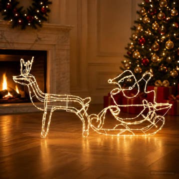 vidaXL Kerstdecoratie rendier en slee LOVIISA 320 LEDs, Diversen, Verzenden, Nieuw