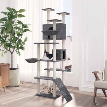 vidaXL Kattenmeubel met sisal krabpalen 191 cm donkergrijs, Verzenden, Nieuw