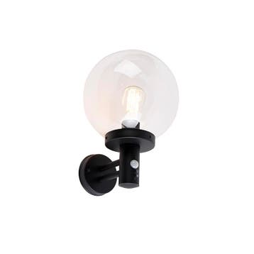 Buiten wandlamp zwart met kunststof bol incl., Tuin en Terras, Verzenden, Nieuw, Kunststof