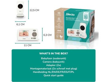 Alecto DVM-71 - Babyfoon met camera - 2.4 scherm - Wit, Verzenden, Zo goed als nieuw