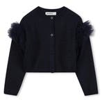 Zwart gebreide vest met glans en tule ruffles 152, Ophalen of Verzenden, Nieuw, Meisje
