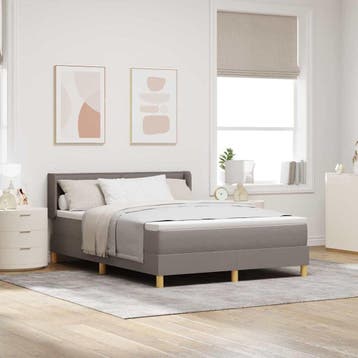 vidaXL Boxspringbed met hoofdeinde Taupe 190 x 140 cm Stof, Verzenden, Nieuw, Stof