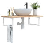 vidaXL Badkamer wandschap staal en massief acaciahout, Verzenden, Nieuw