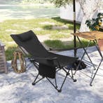 Opvouwbare Campingstoel Zwart / grijs / beige - Vissersstoel, Verzenden, Nieuw, Campingstoel